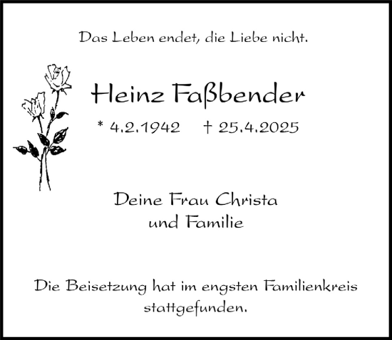 Anzeige von Heinz Fahbender von  Schlossbote/Werbekurier 