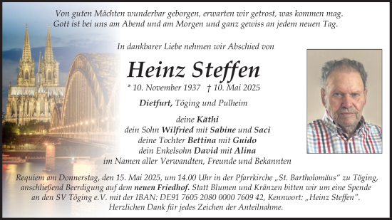 Anzeige von Heinz Steffen von Kölner Stadt-Anzeiger / Kölnische Rundschau / Express