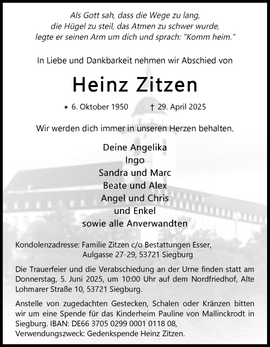 Anzeige von Heinz Zitzen von Kölner Stadt-Anzeiger / Kölnische Rundschau / Express