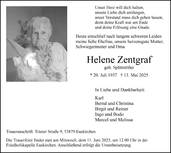 Anzeige von Helene Zentgraf von  Blickpunkt Euskirchen 