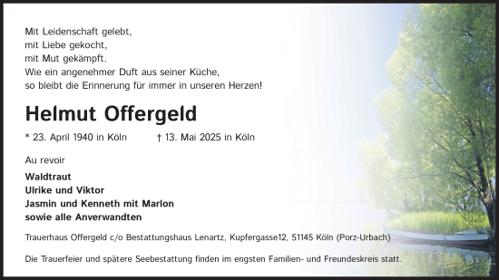Anzeige von Helmut Offergeld von Kölner Stadt-Anzeiger / Kölnische Rundschau / Express