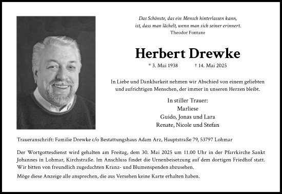Anzeige von Herbert Drewke von Kölner Stadt-Anzeiger / Kölnische Rundschau / Express