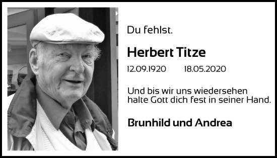 Anzeige von Herbert Titze von Kölner Stadt-Anzeiger / Kölnische Rundschau / Express