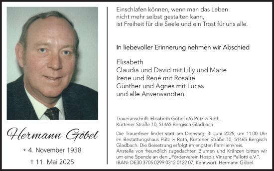 Anzeige von Hermann Göbel von Kölner Stadt-Anzeiger / Kölnische Rundschau / Express