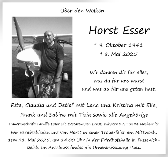 Anzeige von Horst Esser von  Blickpunkt Euskirchen 