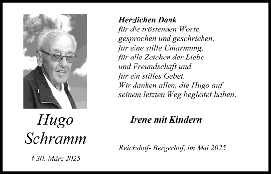 Anzeige von Hugo Schramm von  Anzeigen Echo 