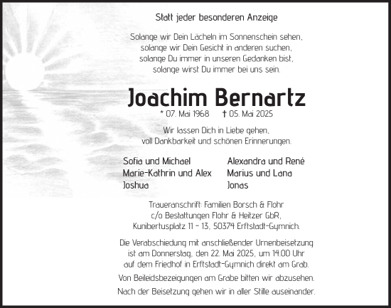 Anzeige von Joachim Bernartz von  Werbepost 