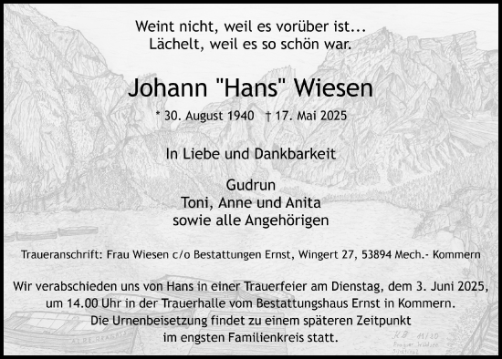 Anzeige von Johann  Wiesen von  Blickpunkt Euskirchen 