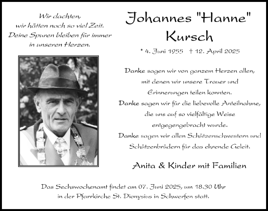 Anzeige von Johannes Kursch von  Blickpunkt Euskirchen 