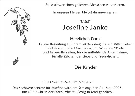 Anzeige von Josefine Janke von  Schaufenster/Blickpunkt 