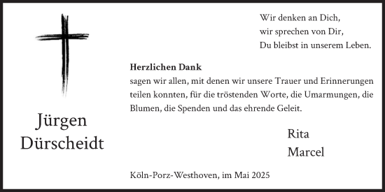 Anzeige von Jürgen Dürscheidt von  EXPRESS - Die Woche 