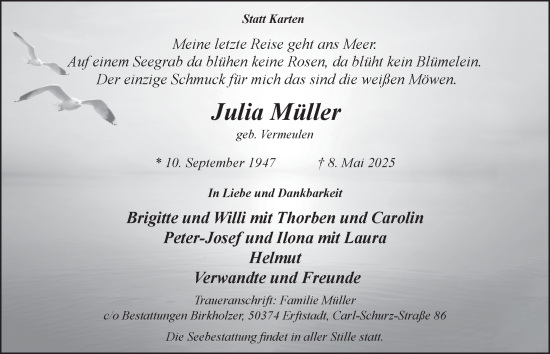 Anzeige von Julia Müller von  Werbepost 