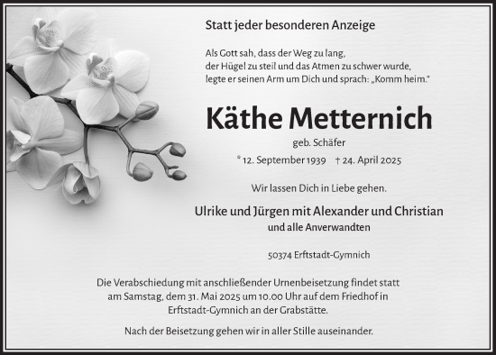 Anzeige von Käthe Metternich von  Werbepost 