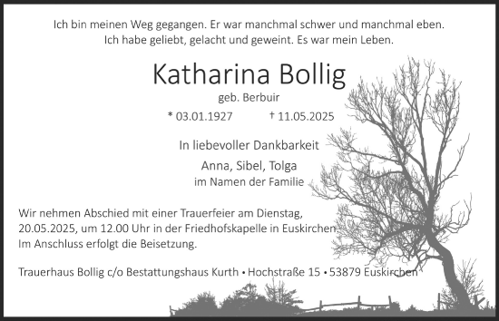 Anzeige von Katharina Bollig von  Blickpunkt Euskirchen 