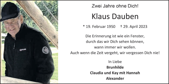 Anzeige von Klaus Dauben von  Blickpunkt Euskirchen 