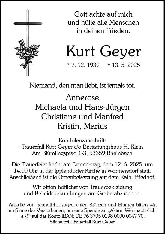 Anzeige von Kurt Geyer von  Schaufenster/Blickpunkt 
