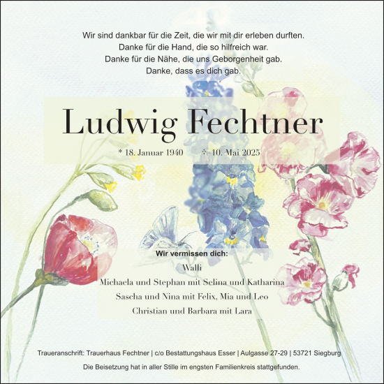 Anzeige von Ludwig Fechtner von Kölner Stadt-Anzeiger / Kölnische Rundschau / Express