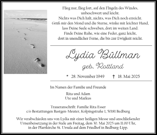 Anzeige von Lydia Büllmann von  Werbepost 