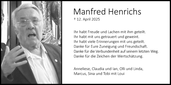 Anzeige von Manfred Henrichs von Kölner Stadt-Anzeiger / Kölnische Rundschau / Express
