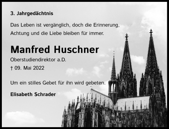 Anzeige von Manfred Huschner von Kölner Stadt-Anzeiger / Kölnische Rundschau / Express