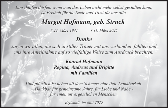 Anzeige von Margot Hofmann von  Werbepost 