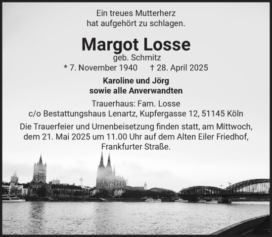 Anzeige von Margot Losse von  EXPRESS - Die Woche 