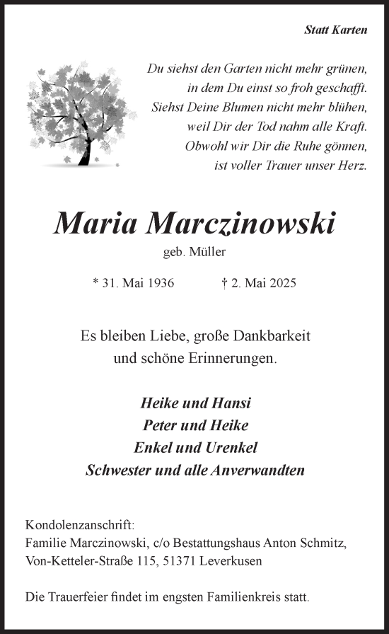 Anzeige von Maria Marczinowski von  Lokale Informationen 