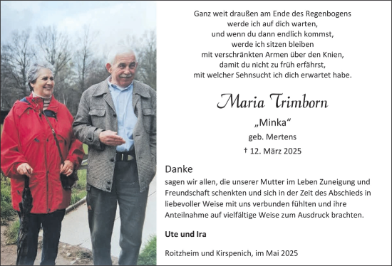 Anzeige von Maria Trimborn von  Blickpunkt Euskirchen 