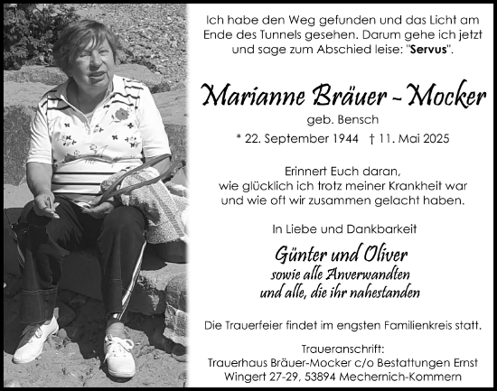 Anzeige von Marianne Bräuer-Mocker von  Blickpunkt Euskirchen 