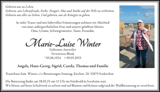 Anzeige von Marie-Luise Winter von  Blickpunkt Euskirchen 