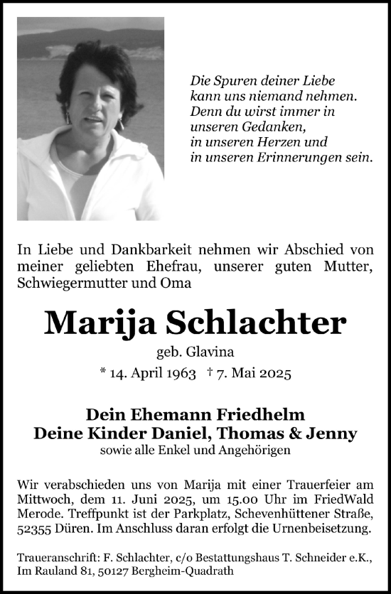 Anzeige von Marija Schlachter von  Werbepost 