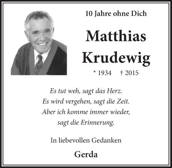 Anzeige von Matthias Krudewig von  Wochenende 