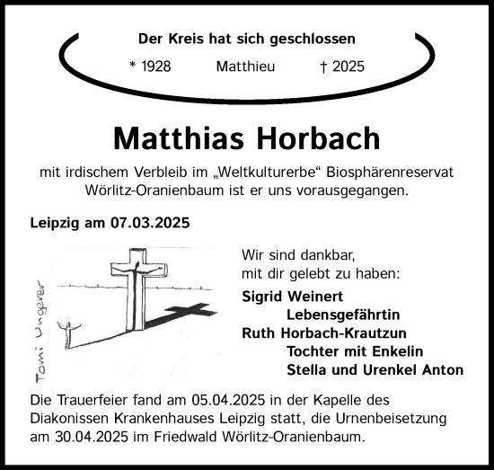 Anzeige von Matthieu Horbach von Kölner Stadt-Anzeiger / Kölnische Rundschau / Express