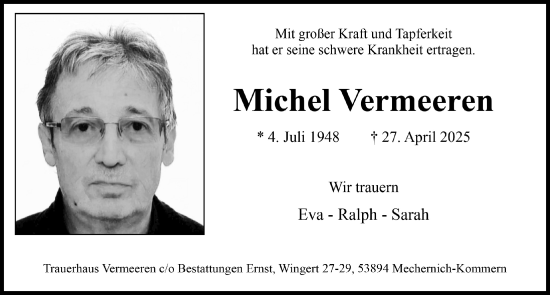 Anzeige von Michel Vermeeren von  Blickpunkt Euskirchen 