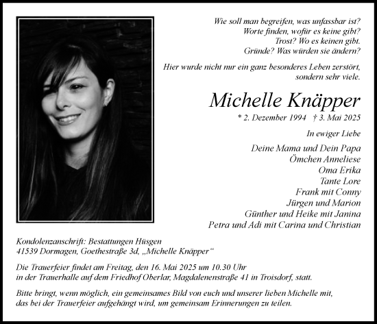 Anzeige von Michelle Knäpper von  EXPRESS - Die Woche 