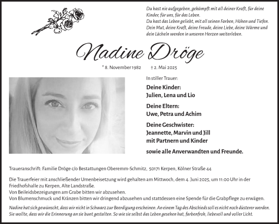 Anzeige von Nadine Dröge von  Werbepost 