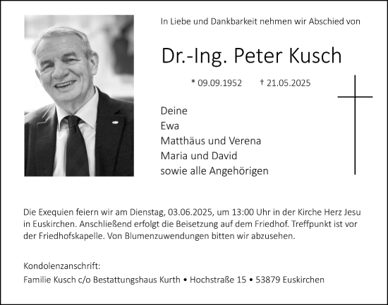 Anzeige von Peter Kusch von  Blickpunkt Euskirchen 