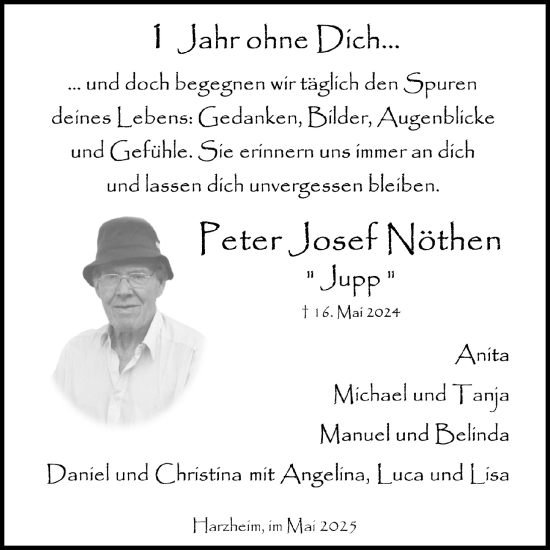 Anzeige von Peter Josef Nöthen von  Blickpunkt Euskirchen 