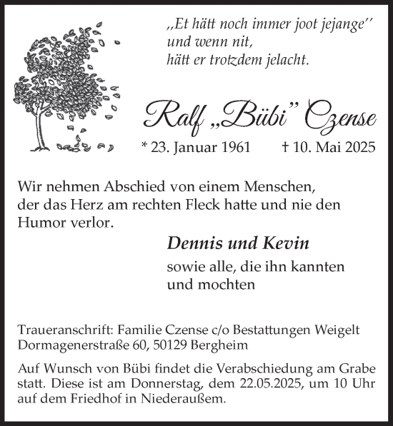 Anzeige von Ralf Czense von  Werbepost 