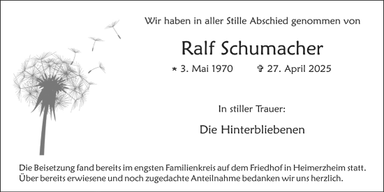 Anzeige von Ralf Schumacher von  Schaufenster/Blickpunkt 