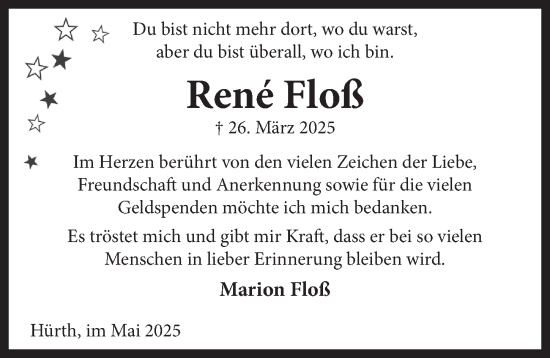 Anzeige von René Floß von  Wochenende 