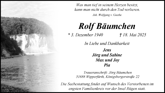 Anzeige von Rolf Bäumchen von Kölner Stadt-Anzeiger / Kölnische Rundschau / Express