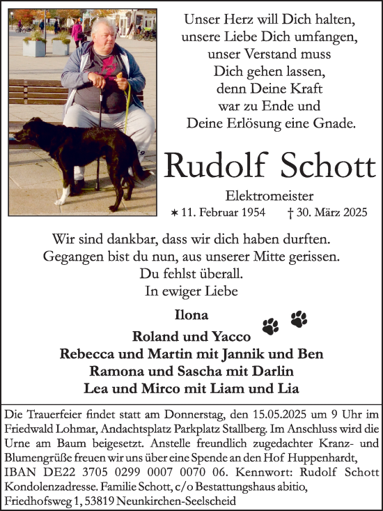 Anzeige von Rudolf Schott von Kölner Stadt-Anzeiger / Kölnische Rundschau / Express
