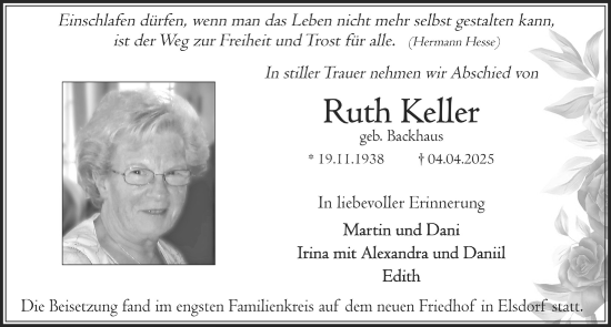 Anzeige von Ruth Keller von  Werbepost 