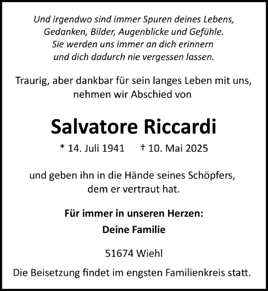 Anzeige von Salvatore Riccardi von  Anzeigen Echo 