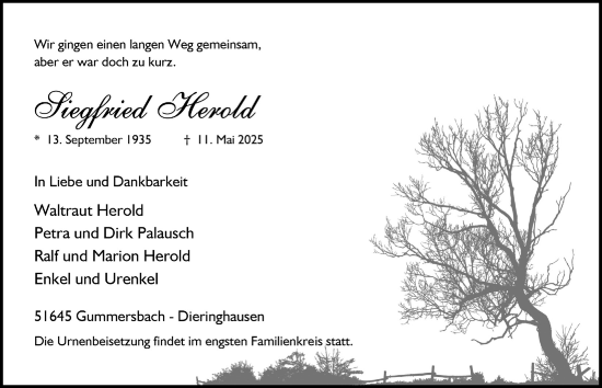 Anzeige von Siegfried Herold von  Anzeigen Echo 
