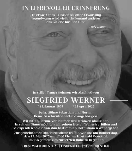 Anzeige von Siegfried Werner von Kölner Stadt-Anzeiger / Kölnische Rundschau / Express