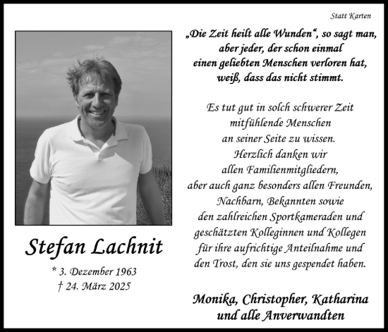 Anzeige von Stefan Lachnit von Kölner Stadt-Anzeiger / Kölnische Rundschau / Express