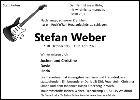 Anzeige von Stefan Weber von  Lokalanzeiger 