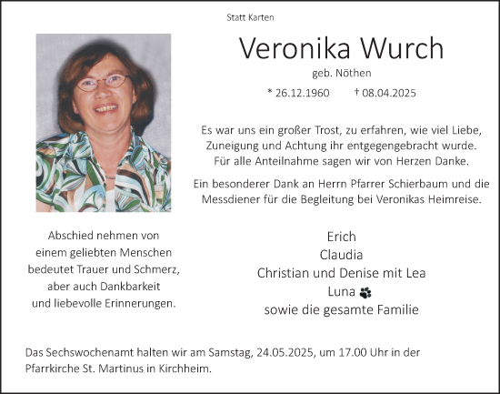 Anzeige von Veronika Wurch von  Blickpunkt Euskirchen 